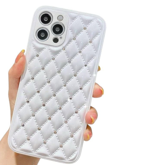 Premium Glossy White Diamond Protective Case With Camera Protection For iPhone 12 Pro
