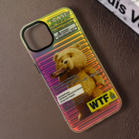 Premium Dual Shade Teddy Bear Printed Protective Case For iPhone13/14