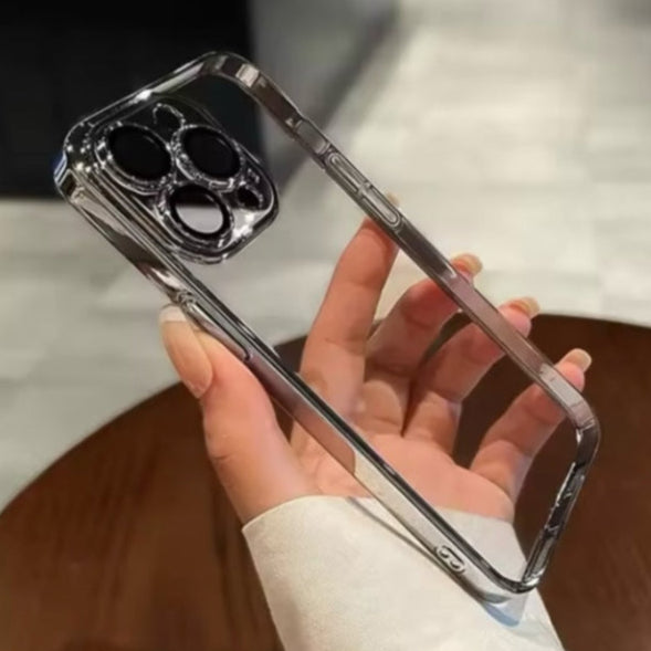 Premium Chrome Transparent Protective Case With Camera Protection For iPhone 13/14