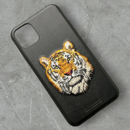 Premium Embroidered Tiger Leather Textured Case For iPhone 13/14
