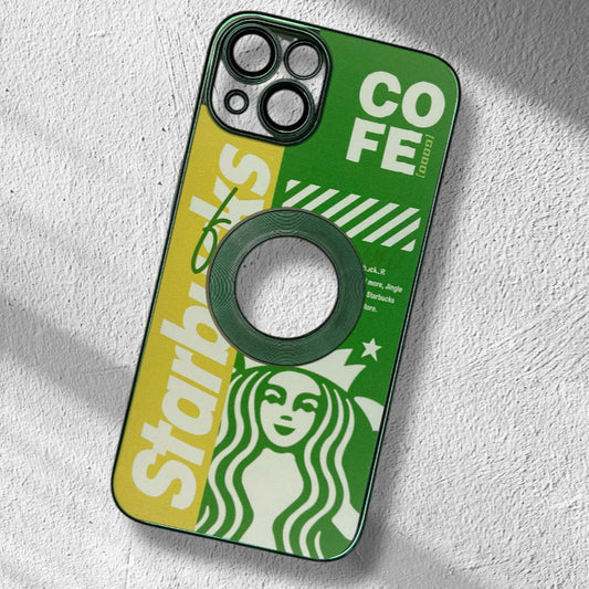 Premium Printed Starbucks Logo Cut Protective Case With Camera Protection For iPhone 13/14