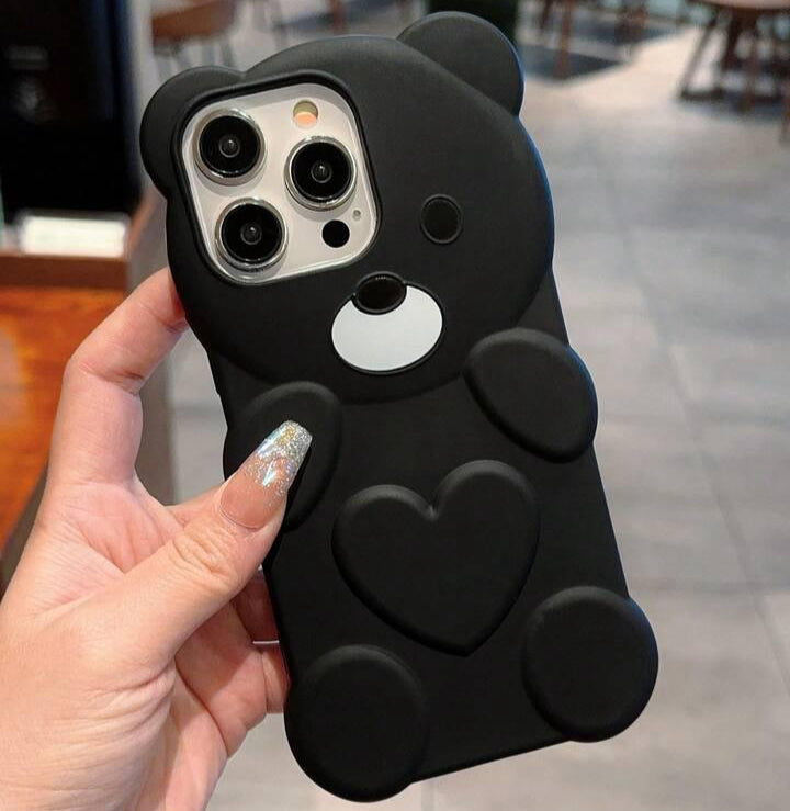 Premium Soft Silicon Teddy Bear Protective Case For iPhone 15