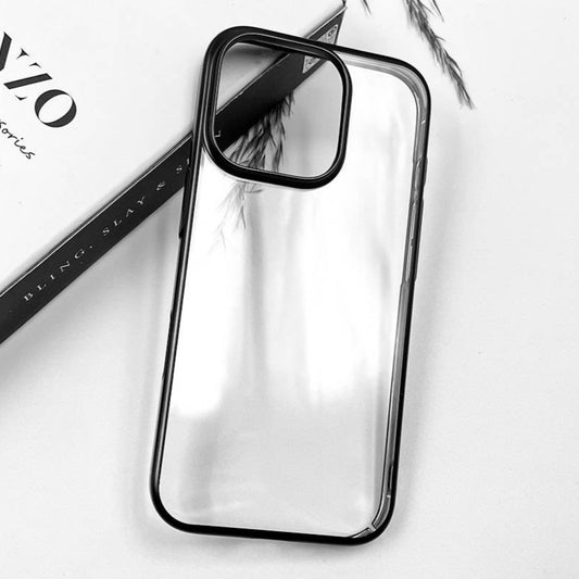 Premium Transparent Chrome Side Soft Back Hard Protective Case For iPhone 15 Pro Max