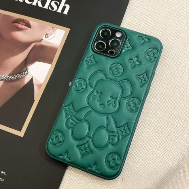 Premium Leather Teddy Embossed Protective Case With Camera Protection For iPhone 12 Pro Max