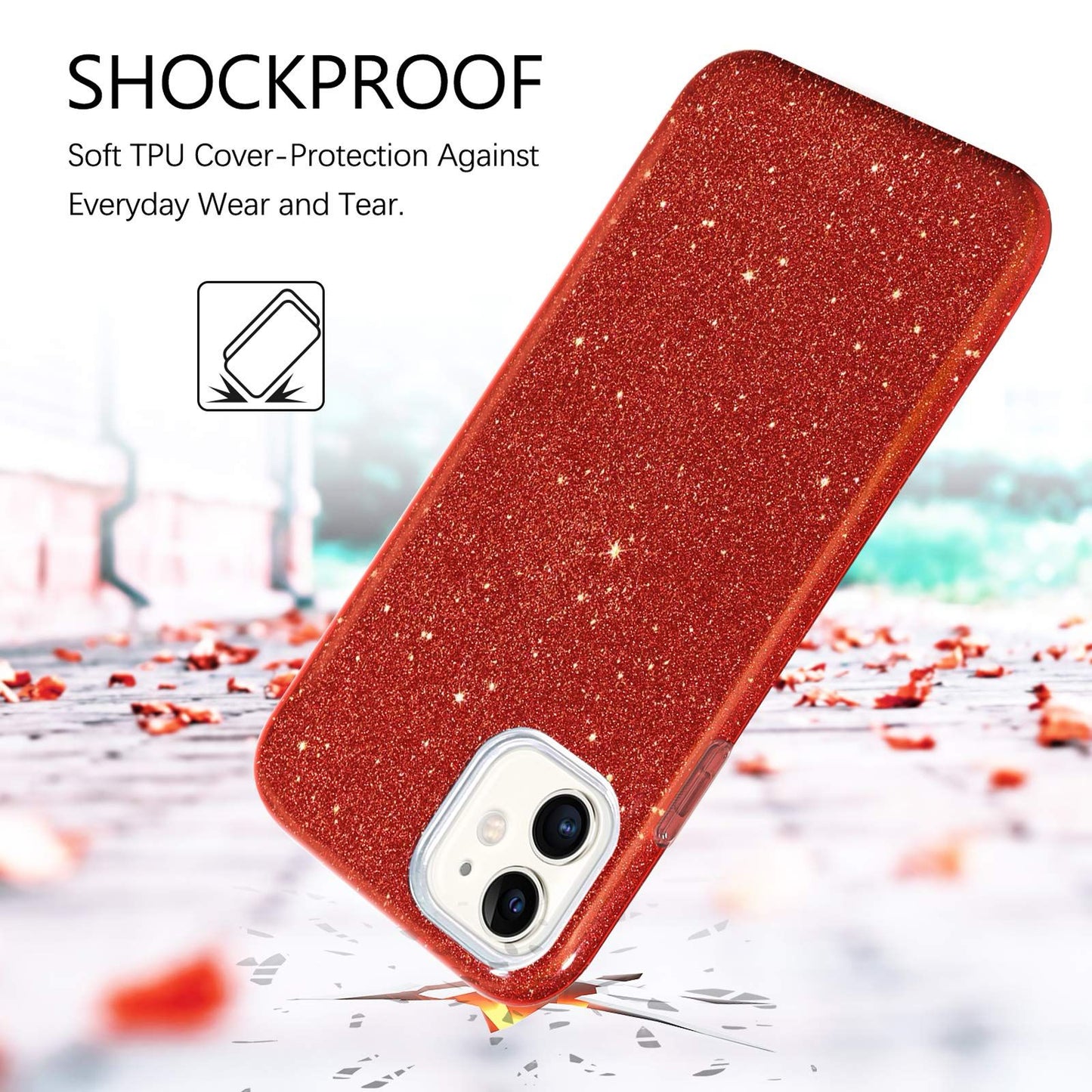 Premium Sparkle Side Soft Back Hard Protective Case For iPhone 12/12 Pro