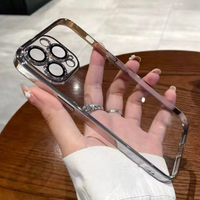 Premium Side Chrome Transparent Case With Camera Protection For iPhone 14 Plus