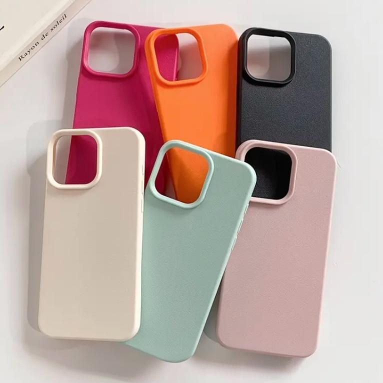 Premium Soft Silicon Leather Feel Protective Case For iPhone 15
